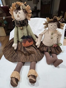 Woof & Poof Dressy Scarecrow Fall Halloween Sitter Dolls 2007 Musical EUC Retire - Picture 1 of 14