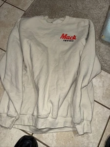 Mack Trucks Sweatshirt Mens Size Large Beige Industrial Pullover - Picture 1 of 4