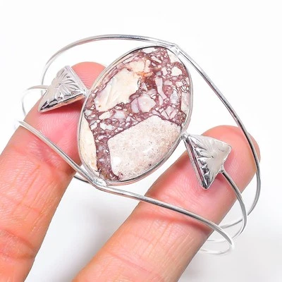 Brecciated Mookaite Oval Shape Gemstone Adjustable Bangle Antique Jewelry BR 343 - Image 1 of 4