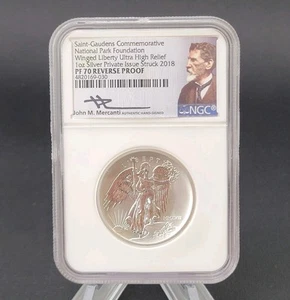 2018 Saint Gaudens WINGED LIBERTY NGC PF70💥FLAWLESS QUALITY💥J.Mercanti SIGNED - Picture 1 of 4