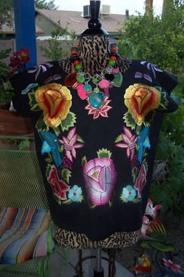 NUEVO CON ETIQUETAS~$275~Colección De Colección M Floral Huipil Mexicano Bordado Western Bliouse Foto 1 de 4
