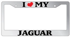 Chrome METAL License Plate Frame I HEART MY JAGUAR Auto Accessory 1641 - Foto 1 di 1