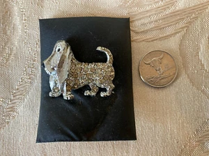 Vintage Silvertone Metal Rhinestone Spaniel Dog Pin Brooch p1016 - Picture 1 of 4
