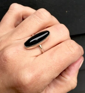 Fabuloso Ónice Negro Gema 925 Plata de Ley Hecho a Mano Anillo Todo Talla AC-160 - Imagen 1 de 4