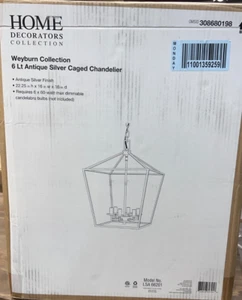 Home Decorators Collection Weyburn 6-Light Antique Silver Leaf Caged Chandelier - Picture 1 of 3