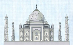 Taj Mahal Kreuzstich Design (B279mm x H178mm (B11" x H7"), Kit oder Tabelle) - Bild 1 von 1
