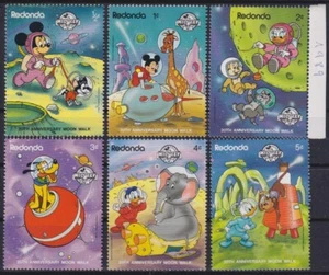 F-EX55533 REDONDA MNH 1989 DISNEY DONALD DUCK 20th ANNIV MOON WALK MICKEY MOUSE. - Picture 1 of 1