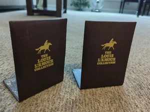 RARE LOUIS L'AMOUR COLLECTION BOOKENDS SET BROWN LEATHERETTE ORIGINAL BOOK END - Picture 1 of 4