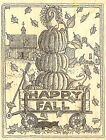 Happy Fall Pumpkin Wagon WoodMounted Rubber Stamp Impression Obsession H1891 NEW