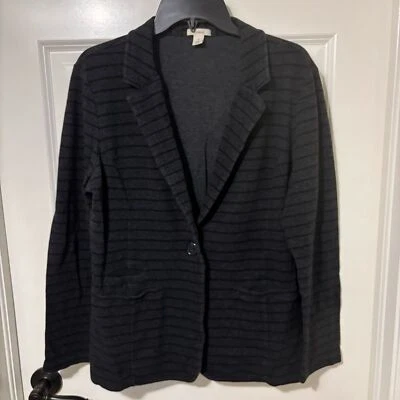 Blazer Caslon de algodón a rayas negras para mujer talla XL Foto 1 de 4