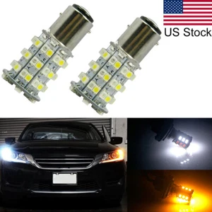 2x 1157 2357 LED Dual Color Amber White Switchback Front Turn Signal Light Bulbs - Picture 1 of 7