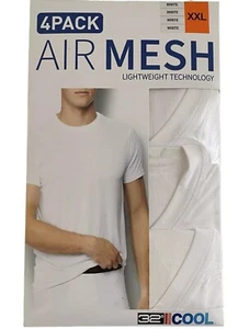 Paquete de 4 camisetas blancas 32 Degrees COOL Air Mesh cuello redondo para hombre talla XXL - Imagen 1 de 5