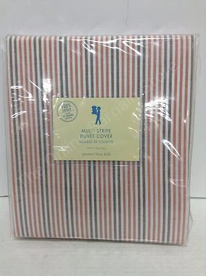 Funda nórdica Pottery Barn Kids cama a rayas múltiples dormitorio doble naranja marrón  Foto 1 de 3