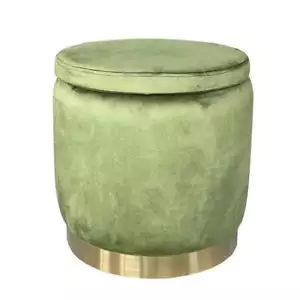 J.Elliot Home Roxanne 40x41cm Velvet Stool Chair Seat w/ Storage Olive & Gold - Picture 1 of 2