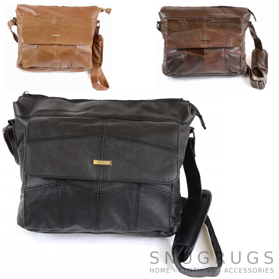 Ladies / Mens Leather Satchel Shoulder Bag, Padded Shoulder Support (3 Colours)  - Image 1 of 1