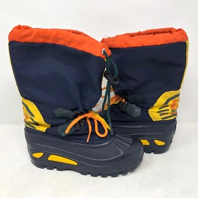 Botas coloridas con inserciones de fieltro Sorel para niños talla 1 cordón clima azul nieve amarillo Foto 1 de 4