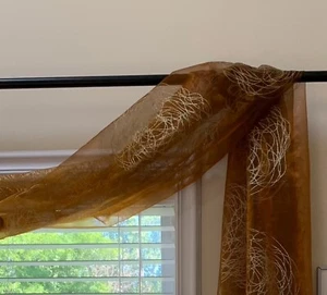 Sheer Scarf Window Treatment 6 Yards Window Sheer Scarf Valance (Brown) - Picture 1 of 4
