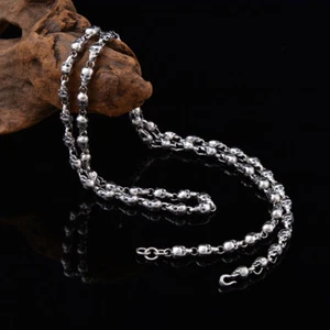 Real Solid 925 Sterling Silver 5MM Necklace Full Skull Chain Jewelry 18" -28" - Picture 1 of 4