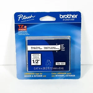 Brother P-touch TZe-231 1/2" Black Print on White Tape TZe231 Genuine - SEALED! - Picture 1 of 2