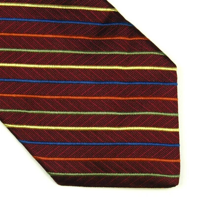 Tom James Corporate Image Mens Neck Tie Red Multi Color Stripes 57"x3.75" - Image 1 of 4
