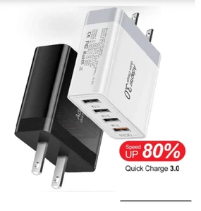 4 Port Fast Quick Charge 3.0 USB Hub Wall Charger Power Adapter Plug (2 Pc) - Picture 1 of 3