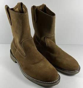 Brahma Boots Mens 12 Brown Del Rio Leather Suede Pull On Western Work - Picture 1 of 21