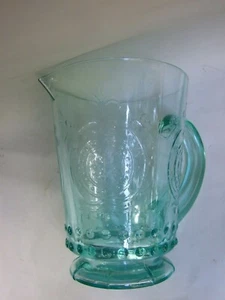 Vintage Art Deco Water Cordial Jug or Pitcher - Green Glass  Decor Collectables - Picture 1 of 11