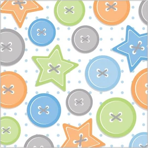 Cute as a Button Boy Blue Modern Baby Shower Party Paper Beverage Napkins - Picture 1 of 1