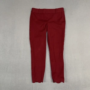 J. Crew Pants Women’s 2 Maroon Red Ankle Chino Stretch Cotton Blend Side Zip - Picture 1 of 9