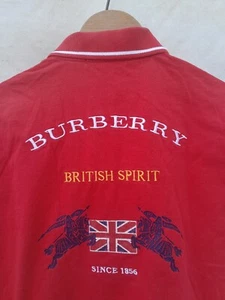 Burberry Polo Shirt Boy's 10 yr Red Nova Check Embroidered Logos Made in Spain - Picture 1 of 17