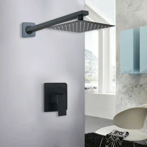Juego de cabezales de ducha de lluvia negros grifo mezclador de pulverización manual de baño - Imagen 1 de 8