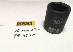 DeWalt  16 mm x 3/8" Dr Impact Socket  6pt  74-495D Free USA Shipping - Picture 1 of 3