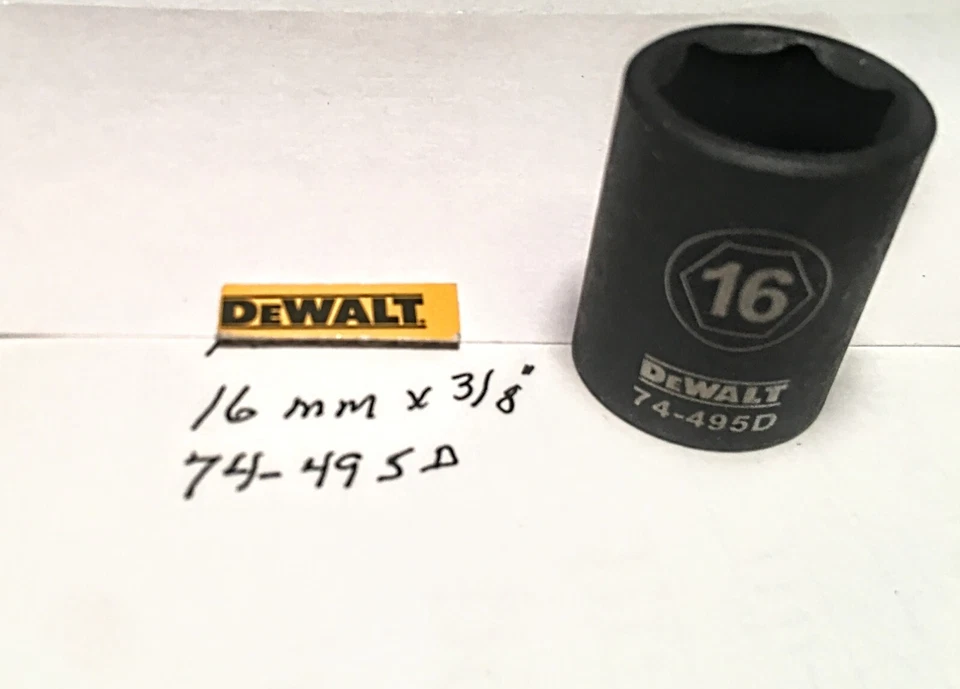 DeWalt  16 mm x 3/8" Dr Impact Socket  6pt  74-495D Free USA Shipping - Image 1 of 3