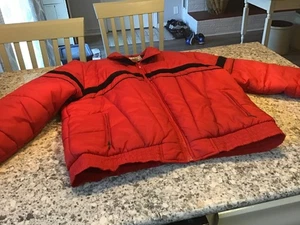 Vintage ALPINE SKI  Puffer Retro Jacket Red with Black Corduroy Trim Size XLarge - Picture 1 of 13