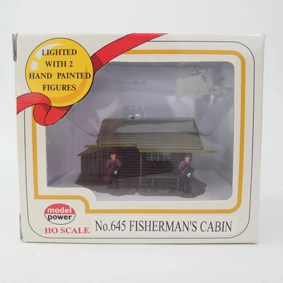 Model Power HO Scale Fisherman’s Cabin No. 645 - Lighted With 2 Figures - Image 1 of 4