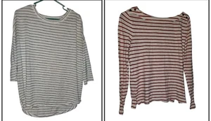 Lote de 2 tops Ann Taylor LOFT manga larga a rayas talla pequeña para mujer - Imagen 1 de 13