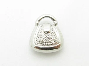 14kt White Gold Pocket Book Purse Genuine Diamond Charm Pendant New Gift Idea - Picture 1 of 1