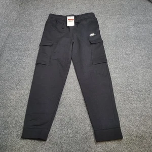 Nike Pants Boys Large + Black Cargo Tapered Jogger Sportswear Club Fleece Sweats - Picture 1 of 15