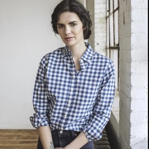 Tradlands Damen Hemd marine Baumwolle blau Gingham kariert geknöpft Größe XXS - Bild 1 von 6