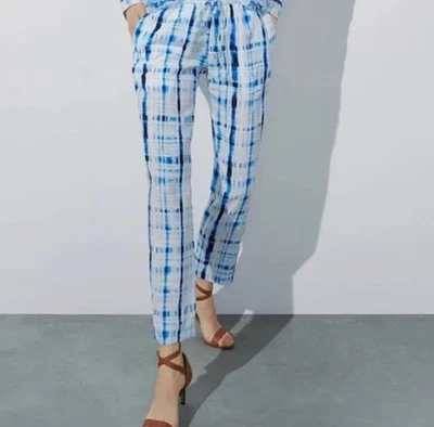 Pantalones a Cuadros Lauren Ralph Lauren Estilo Tie-Dye Nuevos con Etiquetas Azul Talla 12 Foto 1 de 4