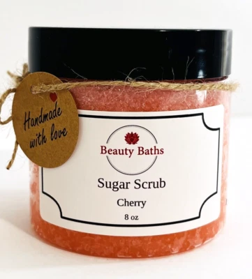 Esfoliante corporal esfoliante de açúcar cereja presente para seu esfoliante de banho feito à mão - Imagem 1 de 4
