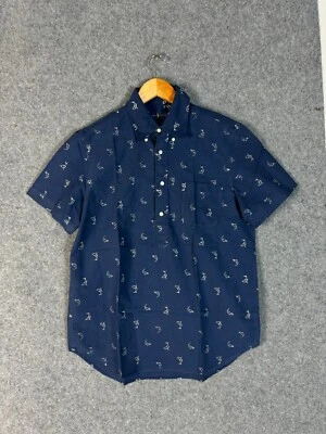 Camisa Ralph Lauren Para Hombre Mediana Azul Estampado Animal Manga Corta Bolsillo Abotonado Foto 1 de 4