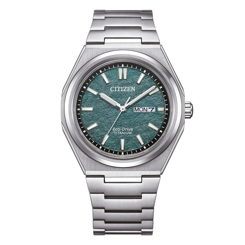 Citizen Zenshin Super Titanium Green Dial Eco-Drive AW0130-85X 100M Men's Watch