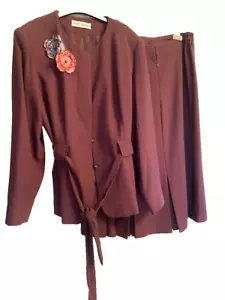 TWO PIECE SUIT SIZE 16 SPECIAL JACKET + SKIRT LINED MIDI BURGANDY NIGHTINGAL - Picture 1 of 14