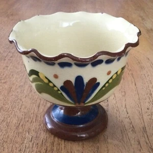 Longpark Torquay Devon Motto Ware Pedestal Cream Bowl ''Fresh From The Dairy'' - Picture 1 of 9