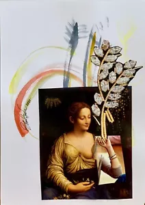 original Collage Kunst Gemälde signiert Mischtechnik Aquarell Kunstwerk vom Künstler - Bild 1 von 2