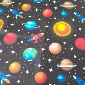Öko-Tex Baumwollstoff 50 x 160 cm Weltall - Bild 1 von 1
