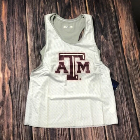 NUYU Texas A&M Aggies NEW Womens Size S White Maroon Jersey Tank Top Bra Lining Cover