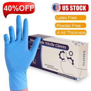 1000pcs Non-Latex Nitrile Exam Gloves Powder Latex Free 4 mil Rubber Clean M/L
