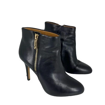 Botas de tornozelo femininas Banana Republic salto agulha couro preto tamanho 5.5  - Imagem 1 de 4